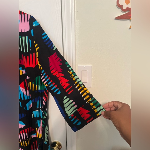 Zuri Print Dress Cotton 3/4 Sleeve 2X. *Minor fabric discoloration shown - Picture 7 of 9